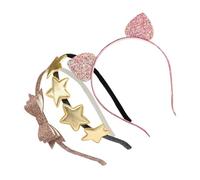 Gatuida 3Pcs Cat Ear Headbands with Sequins Star Bow Lightweight Glitter Hairbands for Women Durable Comfortable Hair Accessories