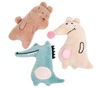 Gatuida 3pcs Catnip Plush Set for Cats Soft Cartoon Animal Shapes Brown Bear Green Alligator Beige Kangaroo Interactive Pet Supplies