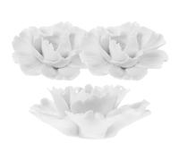 Gatuida 3Pcs Ceramic Flower Wall Sculpture Set 3D Lifelike Peony Ceramic Wall Decor for Living Room Bedroom White Small Hanging Ornament for Home Decoration