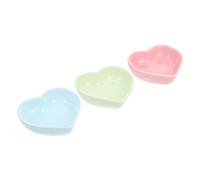 Gatuida 3Pcs Ceramic Hamster Food Bowls Heart-shaped Pet Feeders Reusable Smooth Bowls for Rodents Squirrels and Pets Easy to Clean Pastel Colors Pink Green Blue