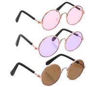 Gatuida 3pcs Dollhouse Miniature Glasses Fo Dolls - Metal Wire Eyewear For Diy Crafts - Tiny Spectacles For Dollhouse Decor - Holiday And Party Decorations