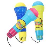 Gatuida 3Pcs Echo Microphone for Lightweight Plastic Simulated Mics with Safe Rounded Edges Portable Stage Performance Playthings for Boys and Karaoke Fun Random Color
