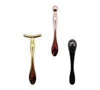 Gatuida 3Pcs Eye Cream Applicator Set with Zinc Alloy Beauty Spoons - Roller Ball, T-Shaped, and Round Head Massage Sticks for Eye Cream, Cosmetic Mask, and Facial Care Use Random Color