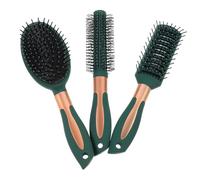 Gatuida 3pcs Hairdressing Comb Set for Men and Women, Curved Abs Curling Hair Combs with Detangling and Oil Removing Features, Green Paddle Brushes for Styling and Caring Curly Hair