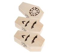 Gatuida 3pcs Halloween Coffin Box Wooden Bat Coffin Earring Holder Jewelry Organizer and Candy Treat Case Decorative Trinket Storage for Spooky Party Favors and Gothic Home Decor