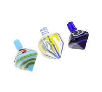 Gatuida 3pcs Handmade Glass Judaica Dreidel for Hanukkah Celebration Festive Collectible Figurines for Family and Interactive Traditional Holiday Keepsake Ornament