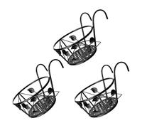 Gatuida 3pcs Hanging Plant Pot Stand for Balcony Railing Space Saving Iron Flower Bracket with Resistant Weatherproof Finish Easy No Drill Installation for Outdoor Fence Windowsill and