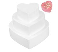 Gatuida 3pcs Heart Shaped Polystyrene Cake Mould DIY Foam Cake Craft for Wedding Display Birthday Party Decoration and Floral Foam Modeling