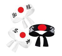 Gatuida 3pcs Japanese Warrior Headbands for Tieback Lightweight Karate Samurai Headbands Party Decorations Birthday Costume Accessories for Sports and Cooking