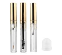 Gatuida 3pcs Mascara Tube Gloss Eyeliner Lipstick Tube Clear Eyelash Container Bottles Bulk Cute Color Cosmetics Containers Fillable Eyelash Cream Container Bottle Tubes Golden Plastic