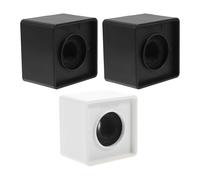 Gatuida 3Pcs Microphone Logo Stand Set, Square ABS Mic Flag Covers for Interview Station, Portable Black and White Microphone Prop Cubes for Broadcast and Event Use