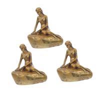 Gatuida 3pcs Mini Resin Mermaid Figurines for Garden Decor Artistic Mermaid Sculptures for Home Ornaments and Ocean Themed Displays Unique Family and Friends