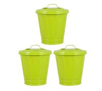 Gatuida 3PCS Mini Trash Can with Lid Small Metal Buckets Table Waste Bin Desktop Pen Holder Round Utility Pail Toy Bin Mini Flower Pot for Office Kitchen