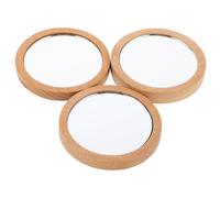 Gatuida 3pcs Portable Wooden Mini Makeup Mirrors Round Small Clear Glass Vanity Mirrors for Handbag Tote Travel Compact Lightweight Pocket with Unique Vintage Design