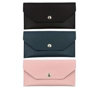 Gatuida 3Pcs PU Leather Money Organizer Wallet Set - Long Coin Purse and Cash Envelope Holder in Navy Blue, Black Pink - Reusable Budgeting Wallets for Travel and Everyday Use
