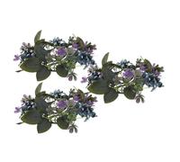 Gatuida 3pcs Purple Hydrangea Candle Rings PVC Artificial Flower Wreaths with Faux Eucalyptus Greenery Versatile Wedding and Party Table Centerpiece Decorations Candle Holders for