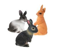 Gatuida 3Pcs Realistic Simulation Bunny Model Ornaments Grey and Rabbit Figurines for Novelty to Enhance Imagination and Animal Cognition