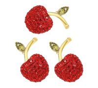 Gatuida 3pcs Red Fruit Brooch Pins for Women, Alloy Rhinestone Shawl Clips that Securely Fasten Clothing Accessories, Stylish and Versatile for Dinners and Business Meetings