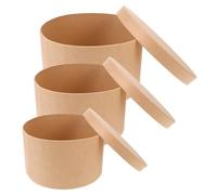 Gatuida 3pcs round Kraft Paper Cardboard Cake Boxes with Lids, Sturdy and Recyclable Kraft Paper Containers for Baked Goods and Candy Packaging, for Weddings and Crafting