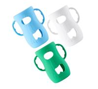 Gatuida 3pcs Silicone Baby Bottle Handles and Protective Sleeves for Glass Bottles, Large Size with Blue, White, and Green Covers, Anti-Breakage Feeding Accessories for Infant Nursery and Travel