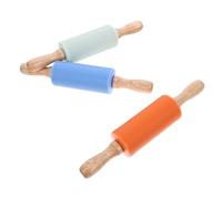 Gatuida 3pcs Silicone Rolling Pin Compact Non Stick Dough Roller for Baking Orange Green Blue