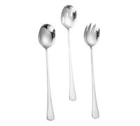 Gatuida 3pcs Stainless Steel Salad Servers Set with Long Handles Multi-Functional Spoon Fork and Colander for Home Kitchen Use Corrosion-Resistant Cutlery