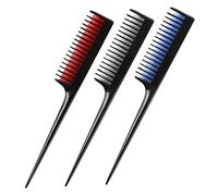 Gatuida 3pcs Tip Tail Combs Plastic Hairdressing Combs for Barber and Salon Use Black Red and Blue