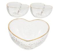 Gatuida 3pcs Transparent Heart Shaped Glass Bowls Small Crystal Food Containers for Fruit Salad Dessert Serving Party Snacks and Eco Friendly Design