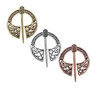 Gatuida 3Pcs Vintage Alloy Brooches Retro Clothing Decor for Women Men Unique Viking Inspired Pins Antique Silver Bronze Copper Finishes Elegant Breast Ornaments for Any Attire