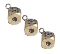 Gatuida 3Pcs Vintage Brass Dice Keychain DIY Pendants for Unique Key Adornment Craft Projects Durable Hanging Ornaments for Parties Personal Collection