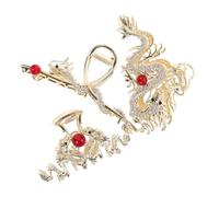 Gatuida 3pcs Vintage Chinese Dragon Rhinestone Hair Claws Non-slip Metal Jaw Clips for Thick and Thin Hair Secure Asian Style Barrette for Effortless Styling and Wear