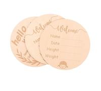 Gatuida 3pcs Wooden Birth Announcement Signs Milestone Plaques for Newborn Photography Nursery Decoration Name Announcement
