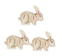 Gatuida 3pcs Wooden Rabbit Model Diy Puzzle Assemble Animal Craft Kit for Coloring Painting Educational Toys for Boys and Girls and Adults Home Craft Project
