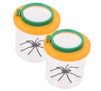 Gatuida 3x and 6x Magnifying Insect Viewer Box for Kids, Yellow Dual Lens Bug Observation Container, Outdoor Nature Exploration Toy Set with 2pcs for Science Learning and Educational Play