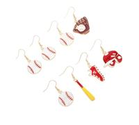 Gatuida 4 Pair Cartoon Baseball Earrings for Teens and Women Asymmetrical Softball Bat and Hat Dangle Jewelry with Enamel Finish Durable Sports Charm Accessories for Casual and Sporty