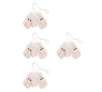 Gatuida 4 Pairs Cute Rabbit Plush Winter Mittens with Neck Strap | Soft Furry Exterior, Playful Style, Loss Prevention Strap, Easy to Carry for Snow Play and Outdoor Sports