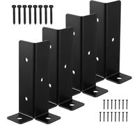 Gatuida 4 Pcs Black Iron Fence Post Bracket Deck Anchor Base Pergola Porch Yard Support Gear Tool Kit Set Good Idea Great Fit Size 12.70 cm Length Pro Option Solid Safe Hold Heavy Parts
