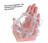 Gatuida 4 Pcs Clear Glass Lotus Flower Candle Holders Ornamental Tealight Candle Stands for Wedding Home Decor Meditation Premium High Grade Glass Elegant Table Centerpieces