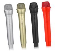 Gatuida 4 Pcs Microphone Props Plastic Lightweight Pretend Play Faux Mics for Speech Practice Group Activities Safe