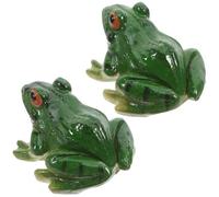 Gatuida 4 Pcs Resin Green Frog Figure Fairy Garden Yard Micro Desk Decor Set Gift Idea Top Pick Best Size 6.50 cm Length Nice Cute Safe Toy Art Craft Indoor Outdoor Plant Pond Wild Life Fine Fun