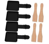 Gatuida 4 Sets Electric Raclette Grill Pan Mini Cheese Baking Pans with Wooden Spatulas Heat Resistant Non Stick Grill Plates for Home Gatherings and Outdoor Picnics