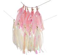 Gatuida 4 Sets Iridescent Tassel Garland Hanging Decor Foil Tassel Banner for Birthday Wedding Bridal Shower Party Decorations Photo Backdrop Accessory Balloon Tails Compatible