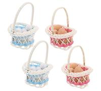 Gatuida 4 Sets Mini Easter Basket: Bamboo Basket with Plastic Eggs for Kids - Kitchen Toys Easter Party Decorations Child Goodies Party Favors
