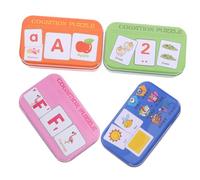 Gatuida 4 Sets Portable Sensory Early Educational Cards for Cognitive Development Playthings with Animals Shapes Letters Words Learning Tools