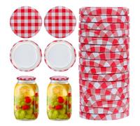Gatuida 40pcs Jam Jar Covers Replacement Lids, Jam Jar Lids 63mm, Twist Off - Gingham Jam Pot Covers for Honey, Marmalade, Pickles, Spices Storage, Food Storage & Preserving