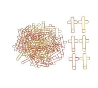 Gatuida 40pcs Metal Bible Paper Clips Cross Shape Paperclips Kit for School Office Use, Gold and Rose Gold Paper Clamps Bookmark Clips for Christian Bible Study and Journaling
