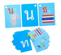 Gatuida 45Pcs Thai Language Flash Cards Double-sided Vocabulary Builder for Early Learning Home School Supplies with Pictures and Pronunciation Practice
