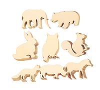 Gatuida 48pcs Unfinished Animal Wooden Cutouts DIY Craft Slices for Creative Decor Blank Wood Chips Animal Ornaments with Designs for Home Party Decoration