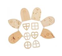 Gatuida 48pcs Unpainted Fairy Garden Doors Wooden DIY Crafts Blank Wood Slices for Painting and Creative Decoration Miniature Fairy House Accessories for Home and Party