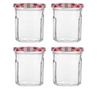 Gatuida 4pcs 200ml Glass Jam Jar, Wide Mouth Food Storage Container | Design, Portion Control, Reusable Vessel for Fruit Preserves, Herbs, Lunch Preparation and Pantry Organisation